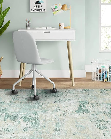 Modern Abstract 2x3 Area Rug Non Slip Non Shedding Low Pile Stain Resistant Rug for Entryway Kitchen Bedroom,Green