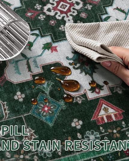 Ciicool Washable Vintage Area Rug, 2x3ft Small Boho Rug, Ultra Soft Rugs for Entryway, Non-Slip Entry Rugs Oriental Low-Pile Indoor Mat Floor Carpet for Entrance Bedroom Kitchen Bathroom Foyer Decor