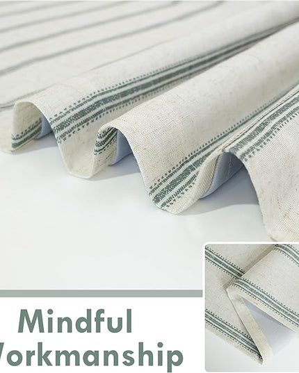 DriftAway Farmhouse Linen Blend Blackout Curtains 108 Inches Long for Bedroom Vertical Striped Printed Linen Curtains Thermal Insulated Lined Treatments for Living Room W52 x L108 Linen Loden Green