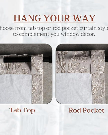 Maison d' Hermine Curtains for Living Room 100% Cotton 124 inch Length One Panel Light Filtering Toile Curtains for Bedroom Windows with Rod and Loop Pockets Drapes (Joli Jouy Beige, 50" W x 124" L)