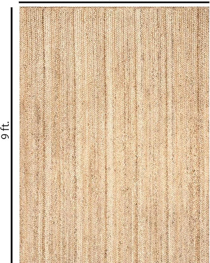 FRELISH DECOR Handwoven Jute Area Rug - 6x9 Feet Natural Yarn - Rustic Vintage Beige Braided Reversible Rectangular Rugs for Bedroom - Kitchen - Living Room - Farmhouse (6' x 9')
