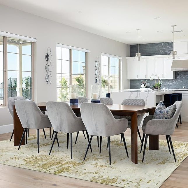 Modern Abstract Area Rug 5x7 Non Slip Non Shedding Rug Low Pile Stain Resistant for Bedroom Living Room,Golden Grey