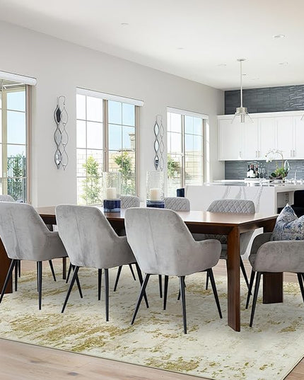 Modern Abstract Area Rug 10x13 Non Slip Non Shedding Rug Low Pile Stain Resistant for Bedroom Living Room,Golden Grey