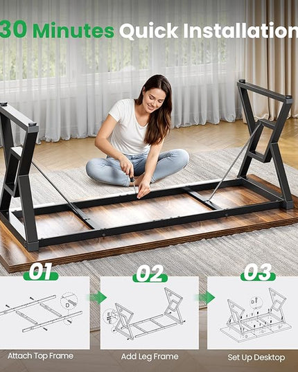 70.8" Large Executive Desk - Computer Office Desk Workstation, Modern Business Writing Table with Sturdy Metal Legs for Home Office (Wood Color, 71 Inch)