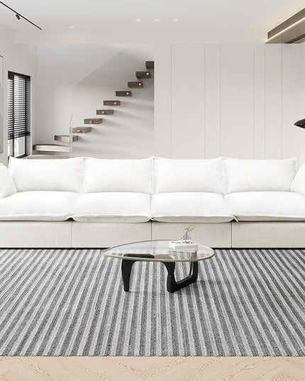 Cloud Modular Sectional Sofa, 4 Seater Convertible Deep Seat Sectional Couch, Cozy Down Fill Sofa, Detachable Couch Cushion Covers, Corner Sofa for Living Room, Office, Cream White