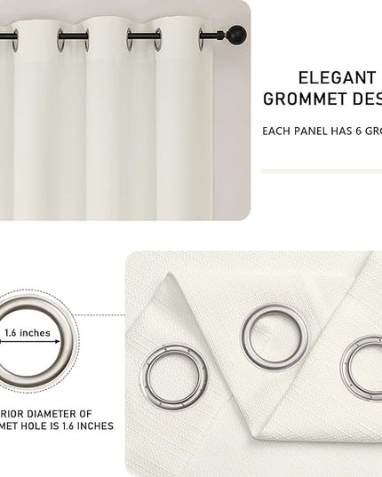 Chyhomenyc Ivory Curtains 54 Inch Length 2 Panels for Living Room, Light Filtering Faux Linen Textured Solid Window Curtains, Modern Soft Grommet Drapes for Bedroom, 40Wx54L, 2PCS