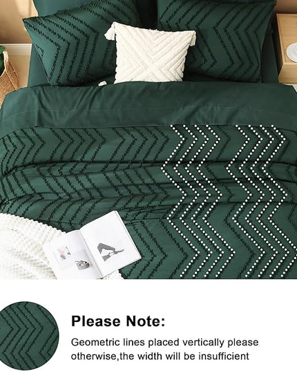 Litanika Super King Size Comforter Set with Sheets Emerald Green - 7 Pieces Bed in a Bag Oversized King Boho Tufted Complete Bedding Sets with Comforter, Sheets, Pillowcases & Shams