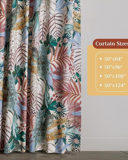 Maison d'Hermine Curtains for Living Room 100% Cotton 84 inch Length Two Panels Window Curtains for Bedroom with Loop & Rod Pockets - Oasis, 50" W x 84" L
