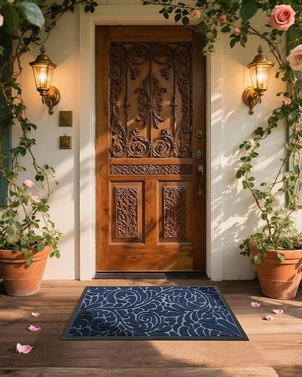 Yimobra Large Door Mat Outside Entrance 36x24, Waterproof Sturdy Outdoor Mats for Front Door, Heavy Duty Non-Slip Doormat for Garage Patio Entryway Indoor, Easy Clean, Blue