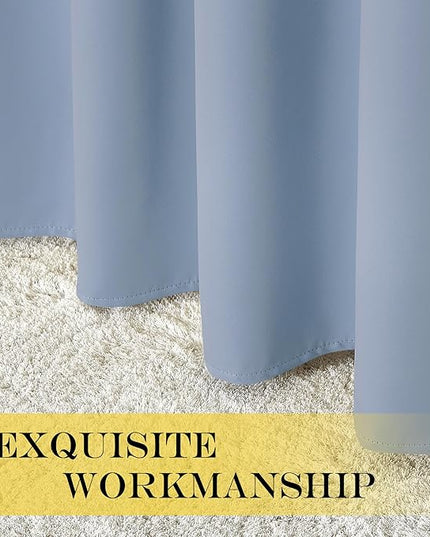 NICETOWN Blackout Curtain Drape for Bedroom - Light Reducing Thermal Insulated Solid Grommet Room Darkening Window Curtain 90 inches Long for Living Room (Vintage Blue, 1 Piece, W66 x L90)