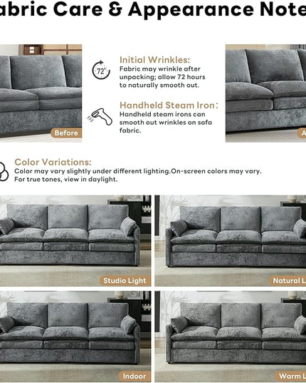 Tbfit Living Room Furniture Set, Loveseat & Standard Couch, Modern Comfy Cloud Sofa Set, Spring Seat Cushion, Chenille Fabric, Gray