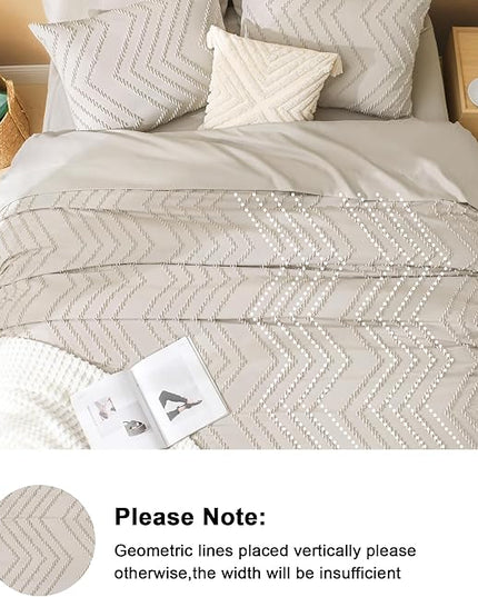 Litanika Oversized Queen Size Comforter Set with Sheets Oatmeal - 7 Pieces Bed in a Bag Oversized King Boho Tufted Complete Bedding Sets with Comforter, Sheets, Pillowcases & Shams