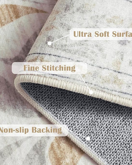jinchan Vintage Floral Runner Rug 2x6 - Machine Washable Distressed Design Non-Slip Low-Pile Soft Thin Carpet for Hallway Kitchen Farmhouse Bedroom Entryway Laundry Room (2x6ft, Light Grey)
