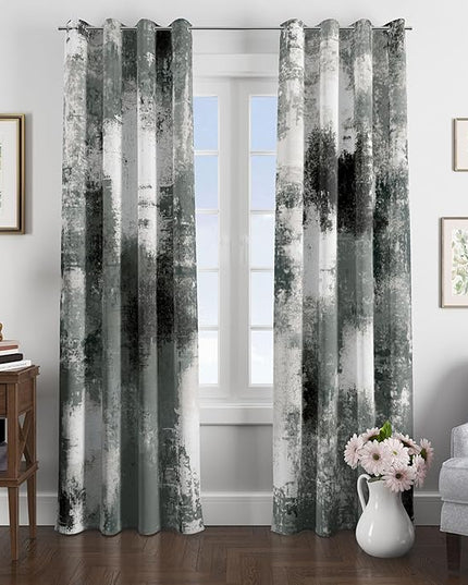 Asuexpect Abstract Curtains 2 Panels Abstract Rust Curtain Room Darkening Grommet Window Drapes Modern Decorative Window Treatments for Bedroom Living Room, 52x84 Inches, Black Grey