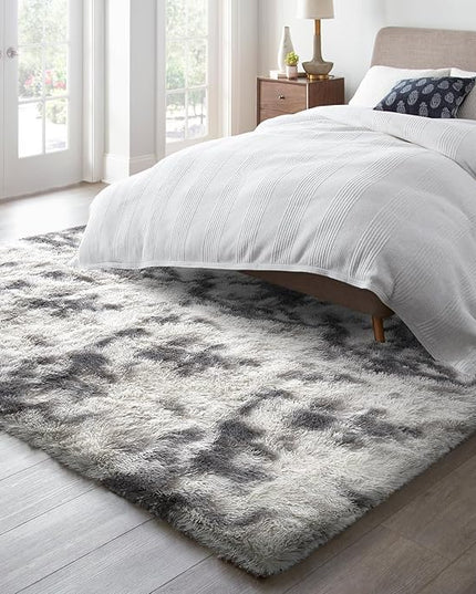 Ophanie Grey and White Area Rugs for Living Room 5x7, Fluffy Shag Large Fuzzy Plush Soft Carpets, Floor Shaggy Rugs for Bedroom, Carpet for Kids Boys Girls Dorm Nursery Home Decor Aesthetic