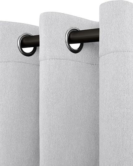 Easy-Going Linen Look Blackout Curtain Grommet Window Curtain Drapes for Bedroom, Living Room Thermal Insulated Room Darkening (2 Panels, 52x84 inch, Greyish White)