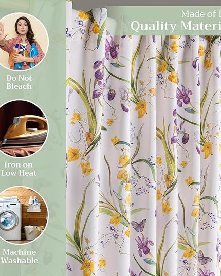 Maison d'Hermine Curtains for Living Room 100% Cotton 84 inch Length Two Panels Window Curtains for Bedroom with Loop & Rod Pockets - Iris - Beige, 50" W x 84" L