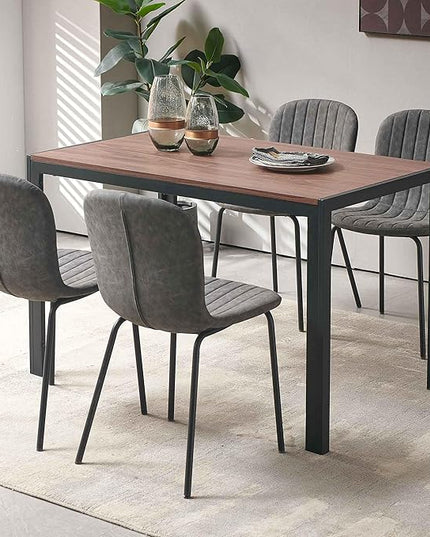 NORDICANA 5 - Piece Dining Set, Industrial Style 47 in Kitchen Table with Dark Grey Faux Leather Dining Chairs for 4 Person, Dining Room Table Set for Dinette, Breakfast Nook Breakfast Nook