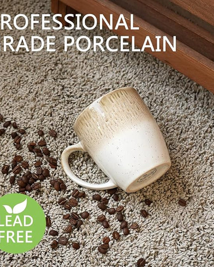 Bosmarlin Ceramic Coffee Mug Set of 4, 17 Oz, 4 Colors to Choose, Tea Cups, Dishwasher and Microwave Safe, Reactive Glaze (Brown)