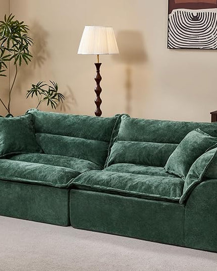 Hobestluk 104" Sectional Sofa Couches 3 Seater Modular Sofa, Boneless Couch, Cloud Couch with Removable Cushion, Modular Sectional Couches for Living Room(Green)