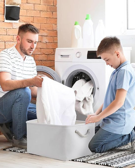 TheWarmHome Storage Basket for Gifts Empty - X Large - 3 Pack 17.7L×13.8W×9.8H in Collapsible Storage Bin for Shelves, Toy Box Storage for Gifts Book Laundry (White)