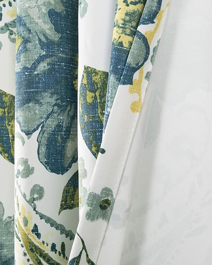 Lush Decor Floral Paisley Light Filtering Window Curtain Panel Pair, 52"W x 63"L, Blue