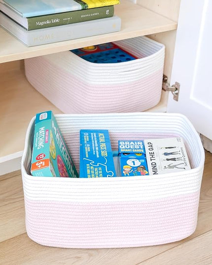 NaturalCozy Storage Baskets 16.8”x13”x7.6” Cotton Rope Woven Baskets for Organizing 3-Pack | Toy Storage Bins | Basket for Shelves, Laundry, Blanket, Clothes, Closet, Kitchen, Bathroom, Gifts