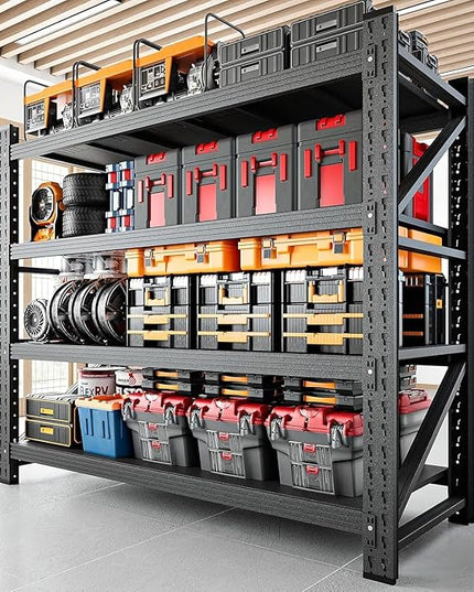 48" W Storage Shelves, 3000LBS Garage Shelving Heavy Duty Metal Adjustable Garage Shelves, Shelving Units Industrial Shelving for Warehouse, 48" W x 24" D x 69" H, Black