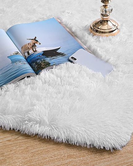 Ophanie 6x9 White Rugs for Living Room, Large Fluffy Shag Fuzzy Plush Soft Living Room Area Rugs, Floor Shaggy Carpets for Bedroom, Carpet for Kids Boys Girls Dorm Nursery Home Decor Aesthetic