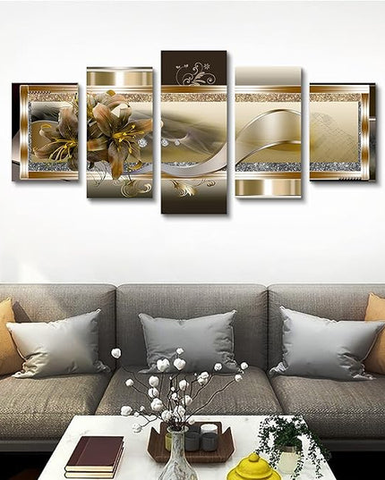 LUDUHU Orchid Flowers Canvas Print - Abstract Floral Wall Art - Yellow Poster for Bedroom (80x40inch Oversize)