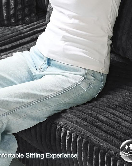 Belffin Convertible Sectional Couch with Chaise Corner Sectional Sofa L Shaped Couch Reversible Corner Upholstered Couches for Living Room Corduroy (Dark Grey, V Shaped)