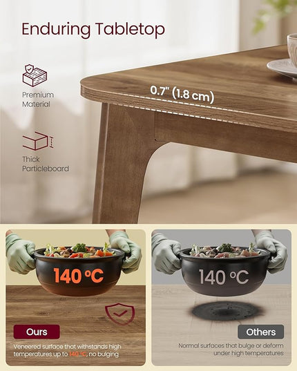 VASAGLE MAEZO Collection - Extendable Dining Table for 4/6/8, Kitchen Table with Tapered Legs, Curved Transitions, for Dining Room, Kitchen, Home Office, Honey Brown UKDT090K01V1