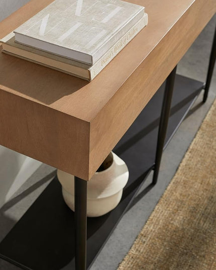Mark&Day Console Table, Markela Brown Entryway Hallway Side Tables, Narrow Sofa Table for Living Room, Long Accent Entry Display Table for Foyer Corridor Office