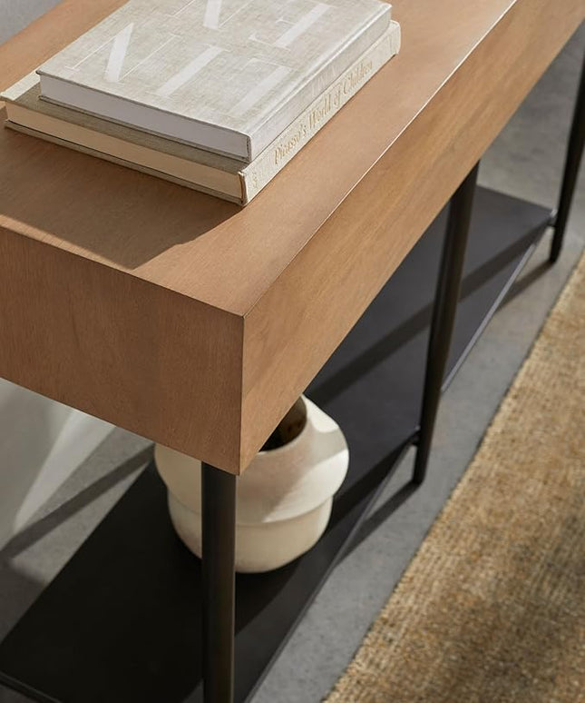 Mark&Day Console Table, Markela Brown Entryway Hallway Side Tables, Narrow Sofa Table for Living Room, Long Accent Entry Display Table for Foyer Corridor Office