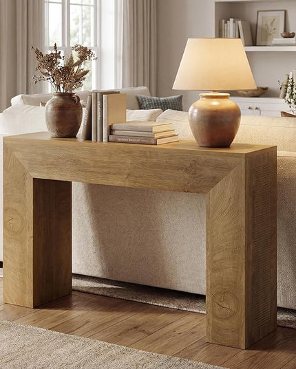 Tribesigns 43.3" Entryway Console Table, Farmhouse Wooden Sofa Table Behind Couch, Modern Small Accent Console with Fluted Design for Living Room Hallway Entrance Foyer, Brown