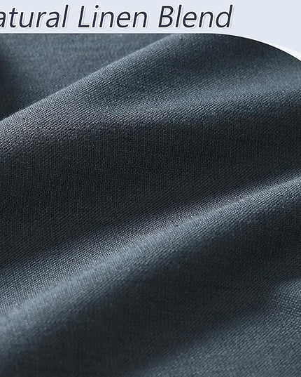 Guken 100% Blackout Linen Curtains 80 Inch Length 2 Panels Set for Living Room Bedroom Back Tab Thermal Insulated Black Out Linen Drapes Room Darkening Window Curtains,Vintage Blue