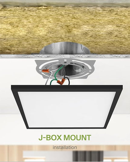 ASD LED 12" Square Flush Mount Ceiling Light Fixture, Low Profile Surface Lighting | 5CCT, Dimmable, Ultra-Thin, ETL Listed | 24W 1700LM 2700-6000K 120V | Kitchen, Hallway Lamp | Black, 4 Pack