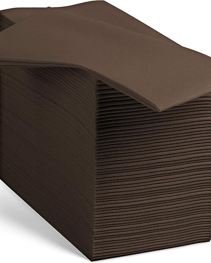 100 Linen-Feel Colored Paper Napkins - Decorative Cloth-Like Brown Dinner Napkins - Soft And Absorbent. For Kitchen, Party, Wedding, Bathroom Or Any Occasion. (Pack of 100)