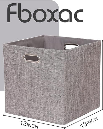 Cube Storage Organizer Bins 13×13x13 Inch, 4 Pack Collapsible Linen Fabric Storage Cubes, Open Home Storage Bins with Handles, Cubby Bins for Kallax Shelf Bookcase Closet Cabinet, Light Coffee