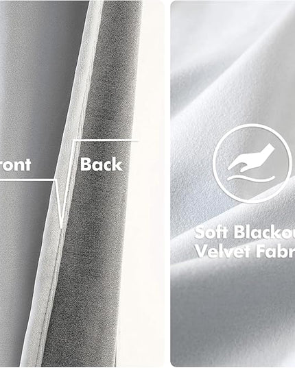 MIULEE 2 Pieces Greyish White Velvet Curtains Exquisite & Elegant Grommet Thermal Soundproof Room Darkening Light Blocking Curtains/Drapes for Living Room Bedroom 52 x 72 Inch