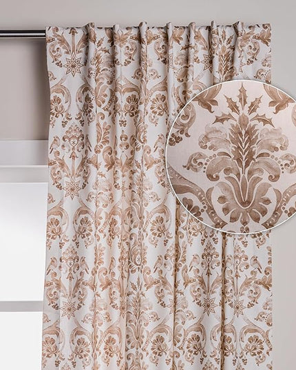 Maison d' Hermine Curtains for Living Room 100% Cotton 96 inch Length One Panel Light Filtering Curtains for Bedroom Windows with Rod and Loop Pockets Drapes (Allure, 50" W x 96" L)