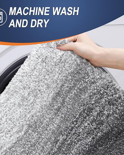 OLANLY Bathroom Rug Set 2 Piece, Soft Absorbent Microfiber Bath Rug Set, Non-Slip, Machine Wash Dry, Plush Shaggy Bath Mats for Bathroom (30"x20"+24"x16", Grey)
