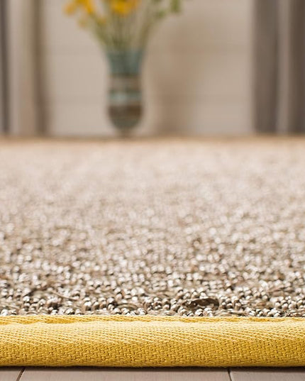 SAFAVIEH Area Rug 5x8 - Natural Fiber Collection - Natural & Gold, Seagrass, Basketweave Pattern with Border (NF114X)