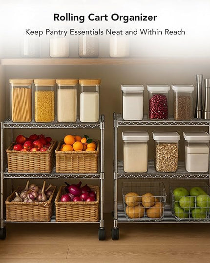 3 Tier Wire Shelving Unit Storage Rack, Metal Heavy Duty Utility Organizers, Organization Units for Metal Shelves, Pantry, Garage, Laundry Racks Durable Shelf Stand, 14"W x 24"L x 30"H, Chrome