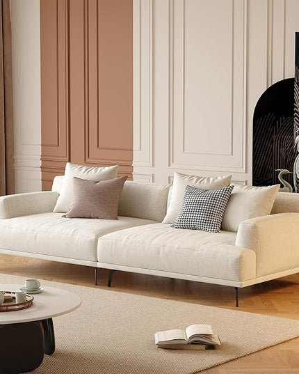 110.2” Modern Sectional Sofa, Oversized Upholstered Couch with Deep Seat, Sturdy Metal Legs, Easy to Assemble, 4 Seater Beige Fabric Sofa for Living Room and Bedroom, Beign
