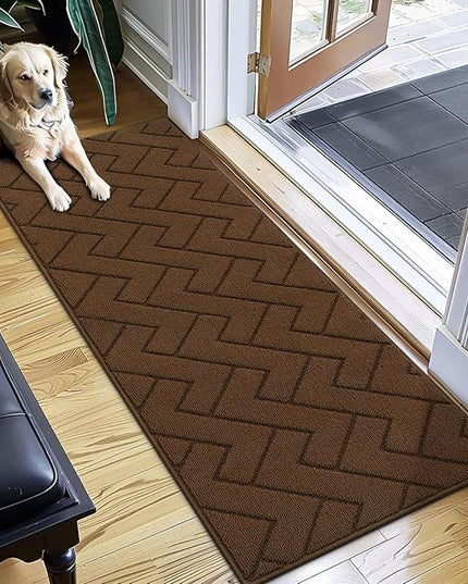 hicorfe Indoor Doormat,Front Back Door Mat Rubber Backing Non Slip Door Mats 20"x59" Absorbent Resist Dirt Entrance Doormat Inside Floor Mats Entryway Washable Low-Profile for Patio,Garden(Dark Brown)