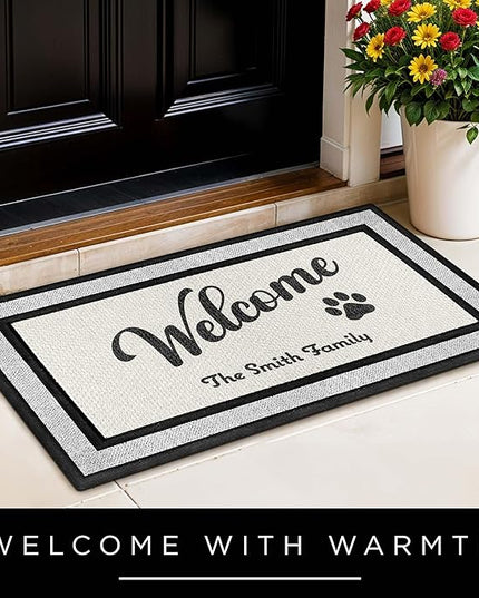 My Sign Center Personalized Doormat, Custom Welcome Home Dog Paw Mat Front Door, Indoor/Outdoor Anti Slip Backing, 18x30 Inches, Polyestere Top Made in USA