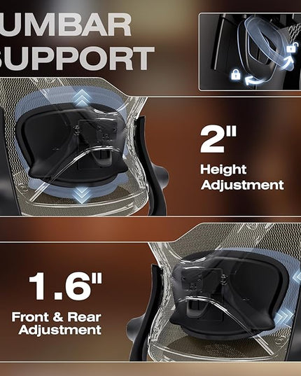 ELABEST X100 Ergonomic Office Chair with Footrest, Big and Tall Home Desk Chair with 5D Flip-Up Arms, Adjustable 3D Lumbar Support,High Back Rolling Computer Chair, Swivel Mesh Chairs (Coffee Break)