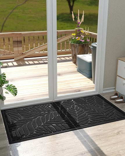 Yimobra 47x24 Large Door Mat Outdoor Indoor, All-Season Waterproof Door Mat Outside Entrance, All-Weather Non-Slip Outside Doormat for Garage Patio Entryway, Black