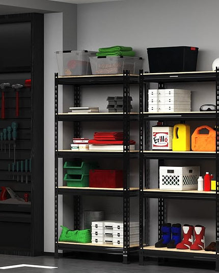 PrimeZone 32" W x 16" D x 63" H Storage Shelves - 3 Pack 5 Tier Adjustable Garage Storage Shelving, Heavy Duty Metal Storage Utility Rack Shelf Unit for Warehouse Pantry Closet Kitchen, Black